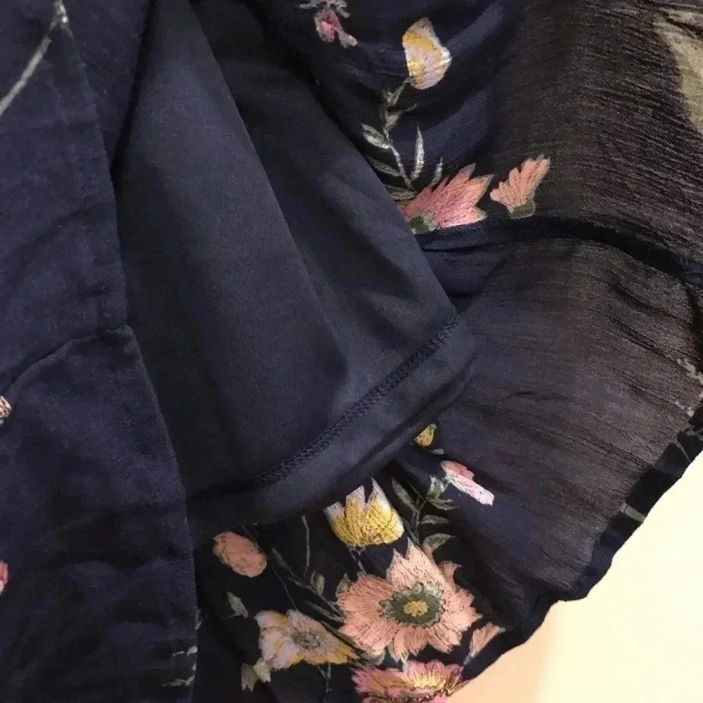 Old Navy Floral Dress Blue NWT Size XS Long Sleeves Boho Tunic - Picture 7 of 8